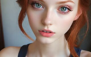 AI girl with red hair wallpaper