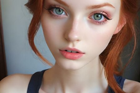 AI girl with red hair wallpaper
