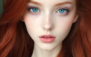 AI girl with red hair wallpaper