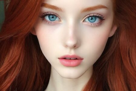 AI girl with red hair wallpaper