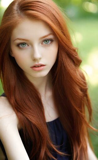 AI girl with red hair wallpaper