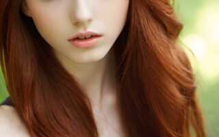 AI girl with red hair wallpaper