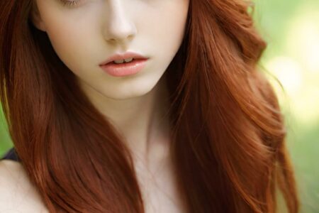 AI girl with red hair wallpaper