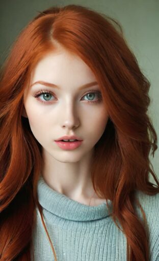 AI girl with red hair wallpaper