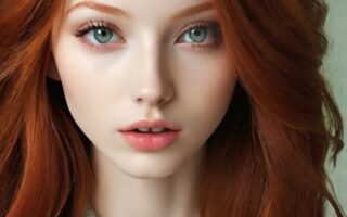 AI girl with red hair wallpaper