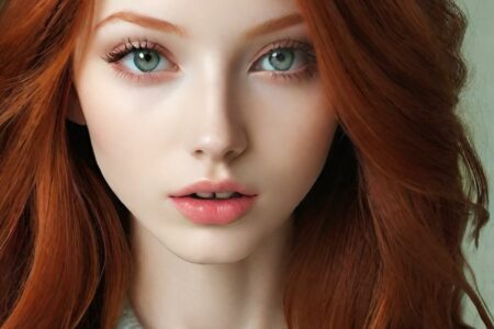 AI girl with red hair wallpaper