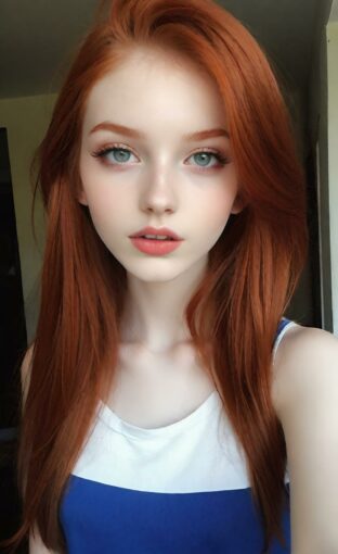 AI girl with red hair wallpaper