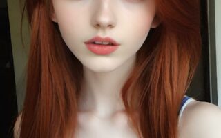 AI girl with red hair wallpaper