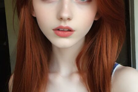 AI girl with red hair wallpaper