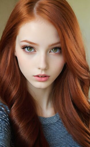 AI girl with red hair wallpaper