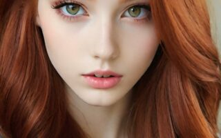 AI girl with red hair wallpaper