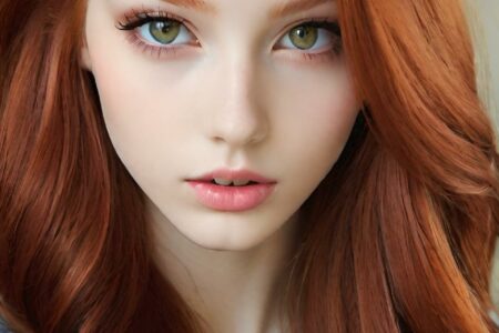 AI girl with red hair wallpaper