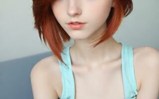 AI girl with red hair wallpaper