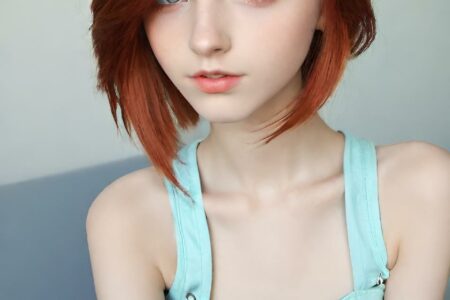 AI girl with red hair wallpaper
