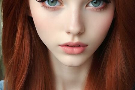 AI girl with red hair wallpaper