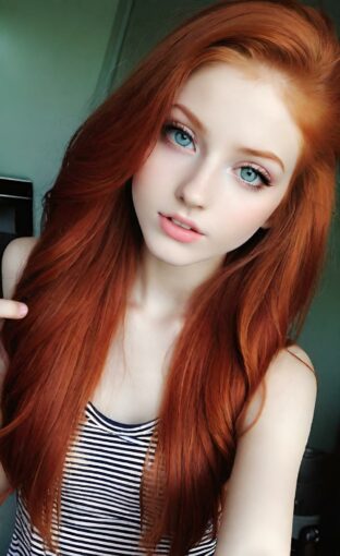 AI girl with red hair wallpaper