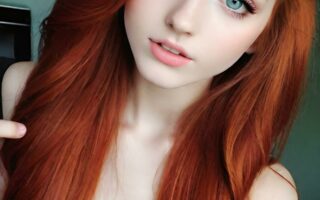 AI girl with red hair wallpaper