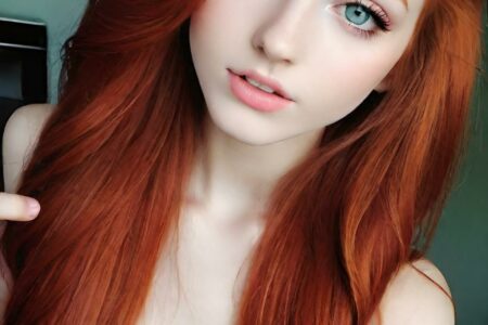 AI girl with red hair wallpaper