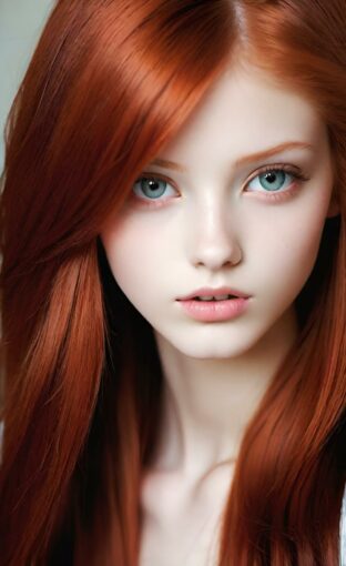 AI girl with red hair wallpaper