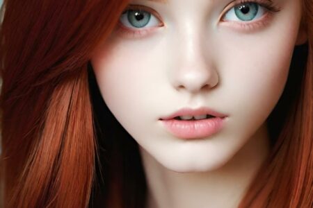 AI girl with red hair wallpaper