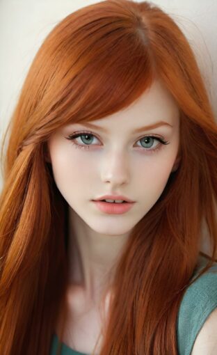 AI girl with red hair wallpaper