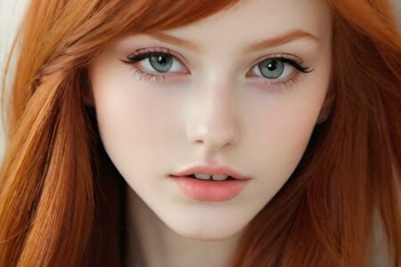 AI girl with red hair wallpaper