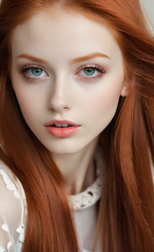 AI girl with red hair wallpaper