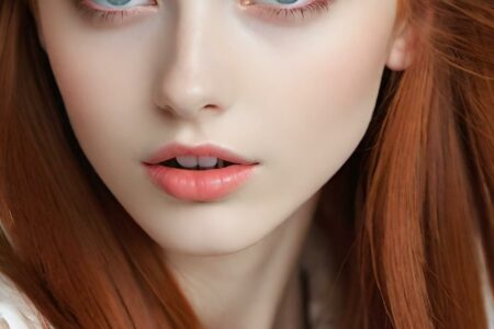 AI girl with red hair wallpaper