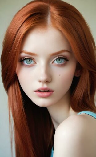 AI girl with red hair wallpaper