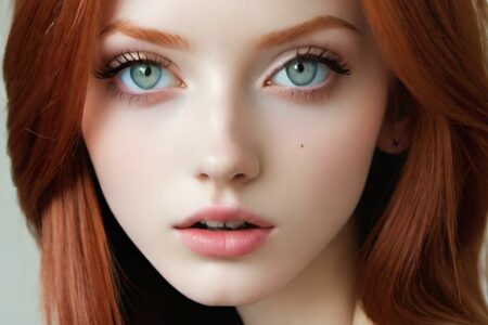 AI girl with red hair wallpaper