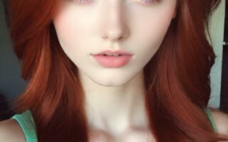 AI girl with red hair wallpaper