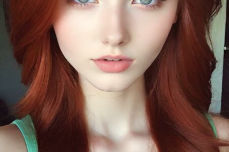 AI girl with red hair wallpaper