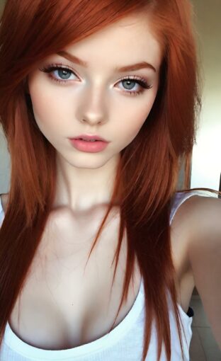 AI girl with red hair wallpaper