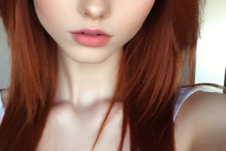 AI girl with red hair wallpaper