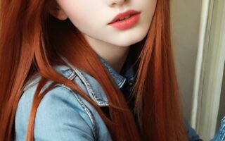 AI girl with red hair wallpaper