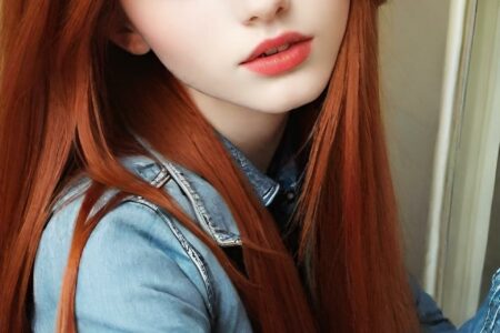 AI girl with red hair wallpaper