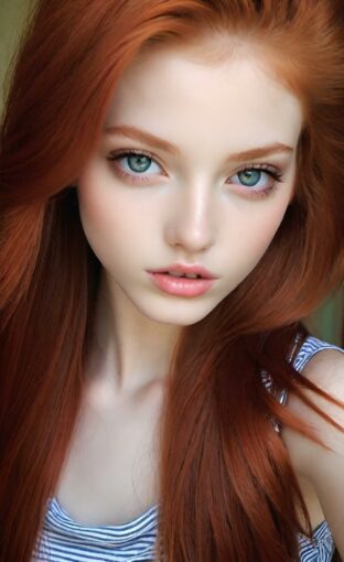 AI girl with red hair wallpaper