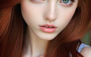 AI girl with red hair wallpaper