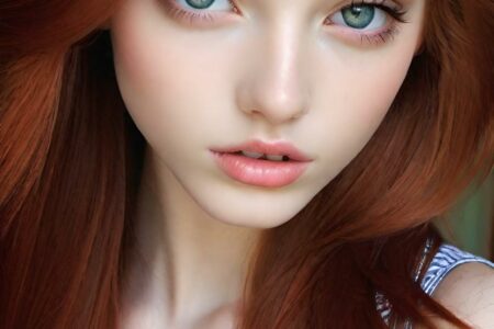 AI girl with red hair wallpaper