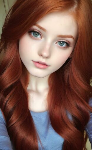 AI girl with red hair wallpaper