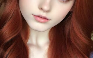 AI girl with red hair wallpaper