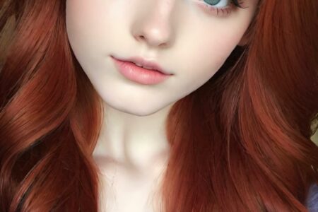 AI girl with red hair wallpaper