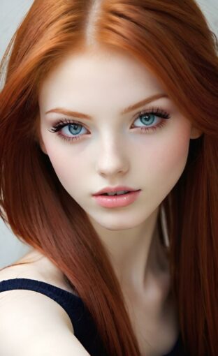 AI girl with red hair wallpaper