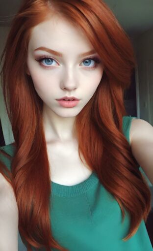 AI girl with red hair wallpaper