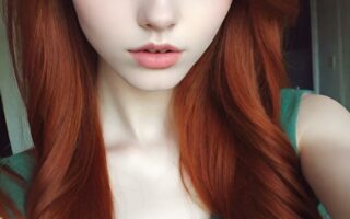 AI girl with red hair wallpaper