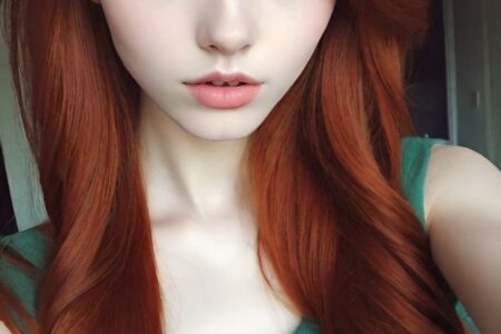 AI girl with red hair wallpaper