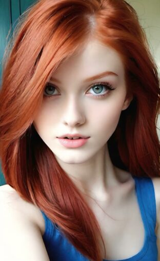 AI girl with red hair wallpaper