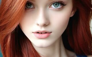 AI girl with red hair wallpaper