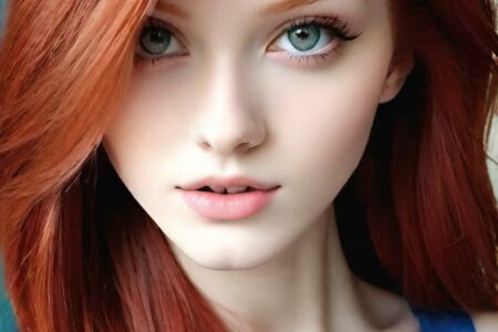 AI girl with red hair wallpaper