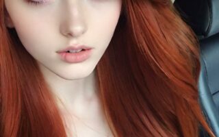 AI girl with red hair wallpaper